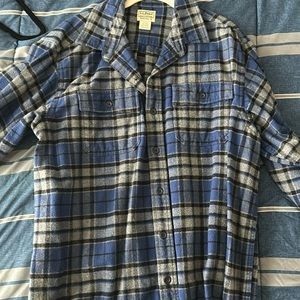 Blue and gray LL Bean flannel.